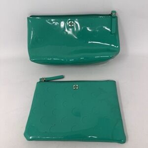 Kate Spade Camellia Street Green Cosmetics Pouch And Mini‎ Pouch Lot Of 2